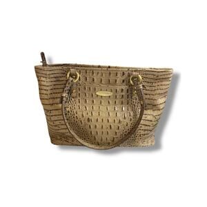 Brahmin Brown Taupe Medium Handbag Vintage Tote Croc Embossed